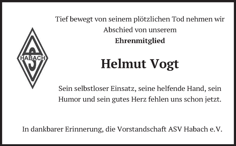 Traueranzeigen Von Helmut Vogt Trauer Merkur De