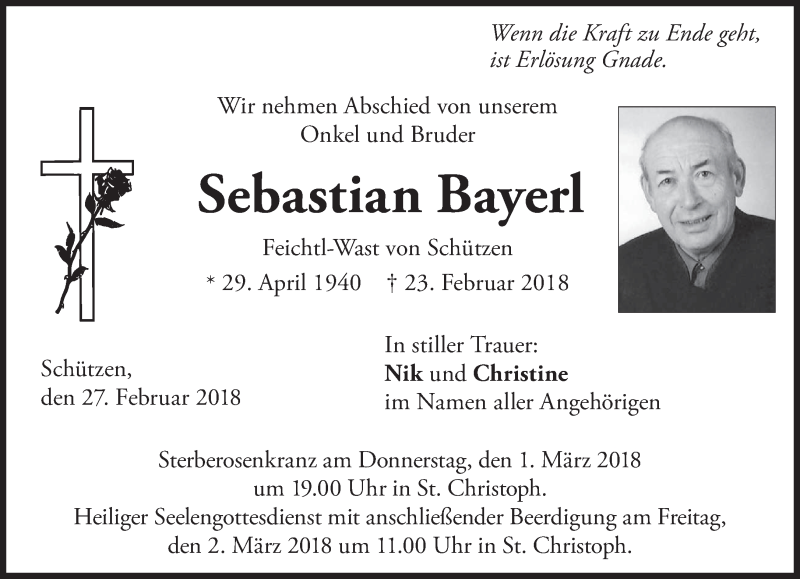 Traueranzeigen Von Sebastian Bayerl Trauer Merkur De