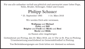 Traueranzeigen Von Philipp Schauer Trauer Merkur De