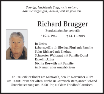 Traueranzeigen Von Richard Brugger Trauer Merkur De