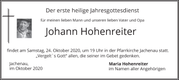 Traueranzeigen Von Johann Hohenreiter Trauer Merkur De