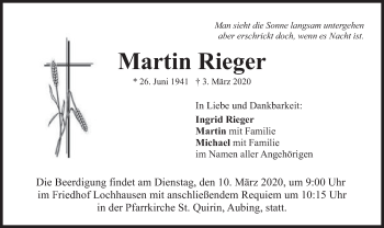 Traueranzeigen Von Martin Rieger Trauer Merkur De