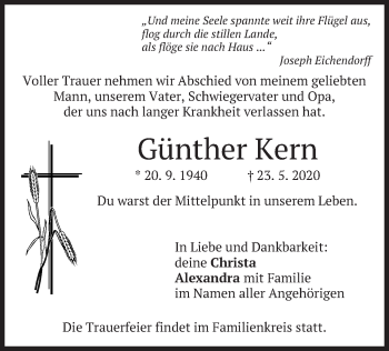 Traueranzeigen Von G Nther Kern Trauer Merkur De