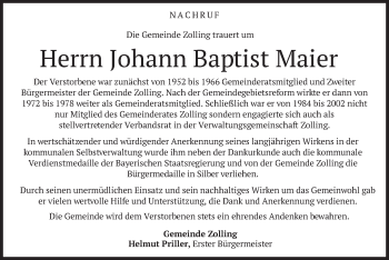 Traueranzeigen Von Johann Baptist Maier Trauer Merkur De