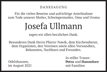 Traueranzeigen Von Josefa Ullmann Trauer Merkur De