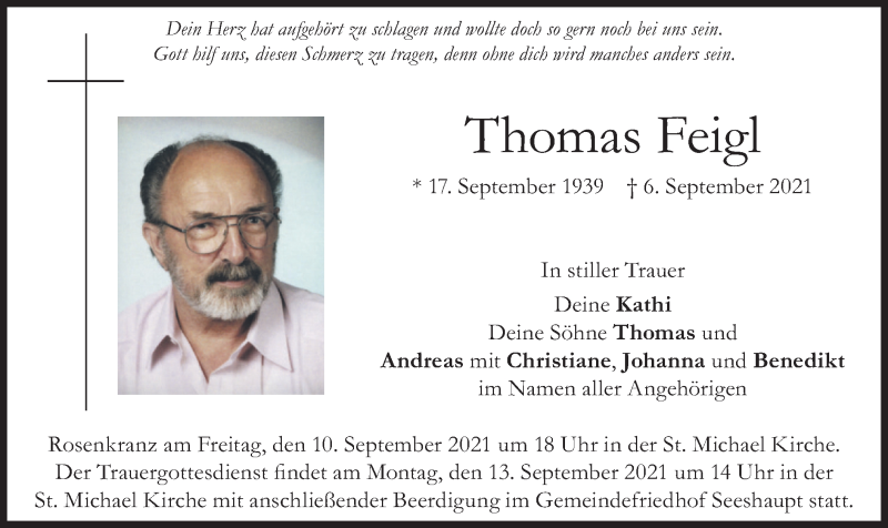 Traueranzeigen Von Thomas Feigl Trauer Merkur De