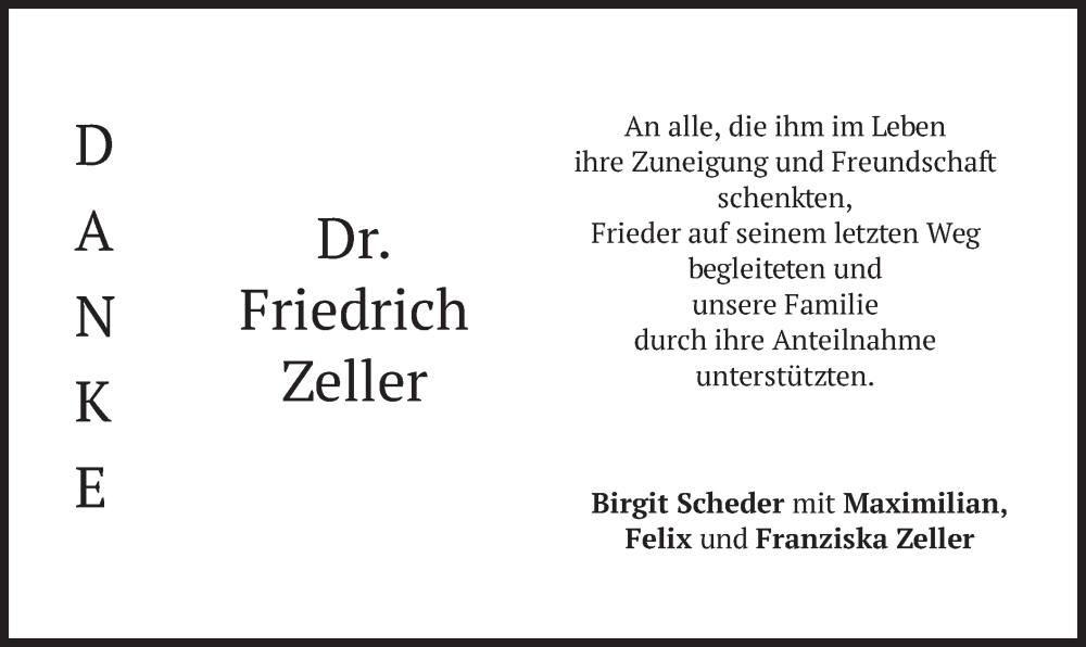 Traueranzeigen Von Friedrich Zeller Trauer Merkur De