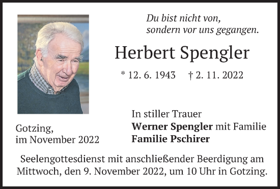 Traueranzeigen Von Herbert Spengler Trauer Merkur De