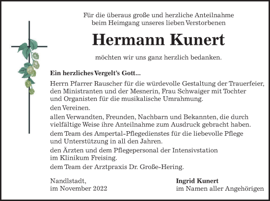 Traueranzeigen Von Hermann Kunert Trauer Merkur De