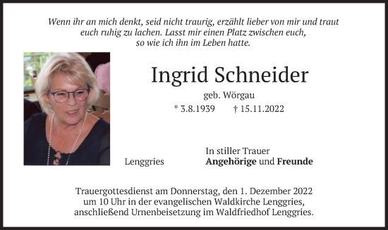 Traueranzeigen Von Ingrid Schneider Trauer Merkur De