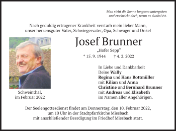 Traueranzeigen Von Josef Brunner Trauer Merkur De