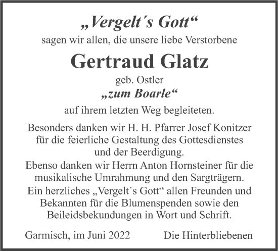 Traueranzeigen Von Gertraud Glatz Trauer Merkur De