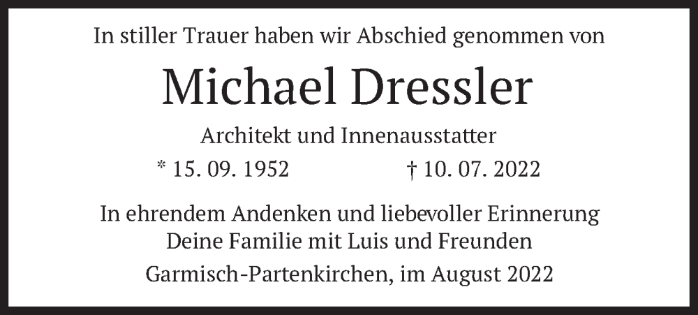 Traueranzeigen Von Michael Dressler Trauer Merkur De