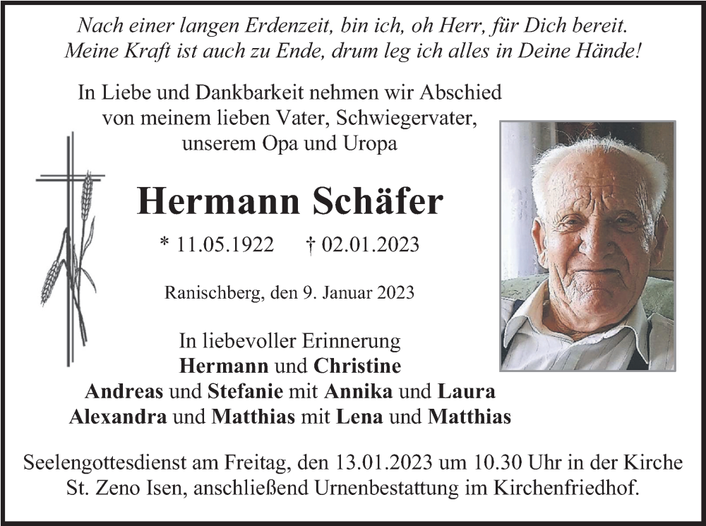 Traueranzeigen Von Hermann Sch Fer Trauer Merkur De