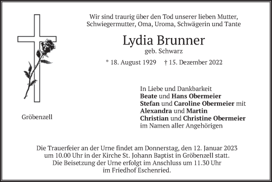 Traueranzeigen Von Lydia Brunner Trauer Merkur De