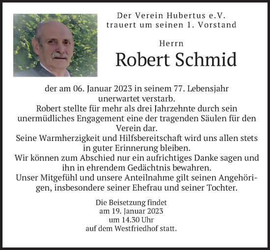 Traueranzeigen Von Robert Schmid Trauer Merkur De