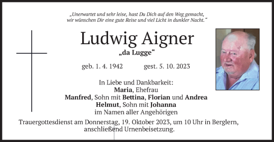 Traueranzeigen Von Ludwig Aigner Trauer Merkur De