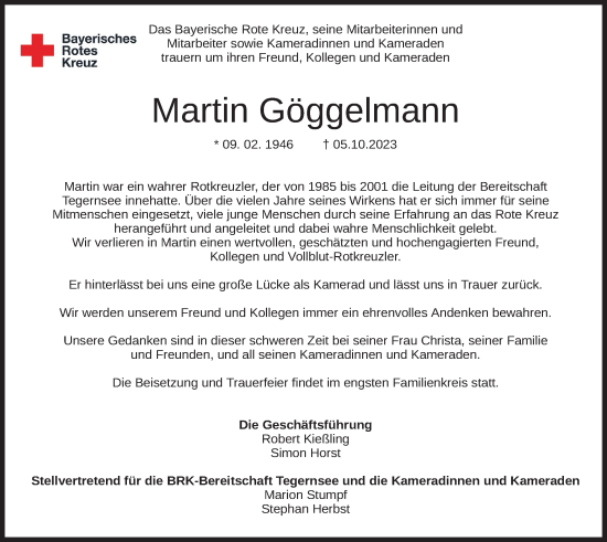 Traueranzeigen Von Martin G Ggelmann Trauer Merkur De