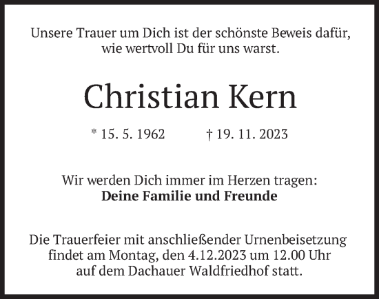 Traueranzeigen Von Christian Kern Trauer Merkur De