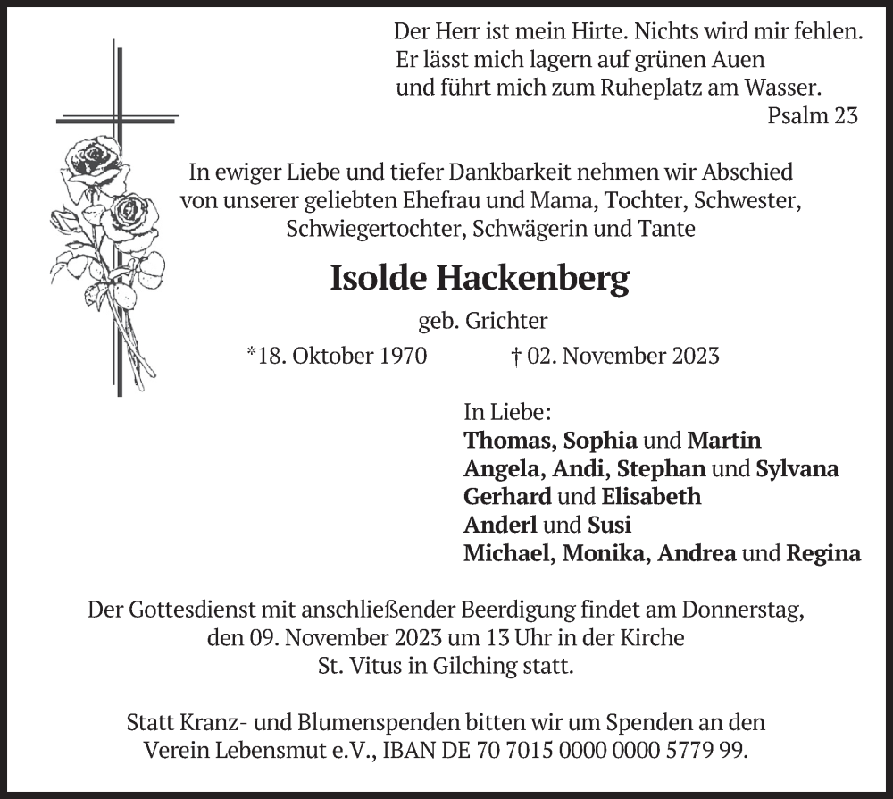 Traueranzeigen Von Isolde Hackenberg Trauer Merkur De