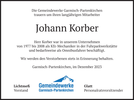 Traueranzeigen Von Johann Korber Trauer Merkur De