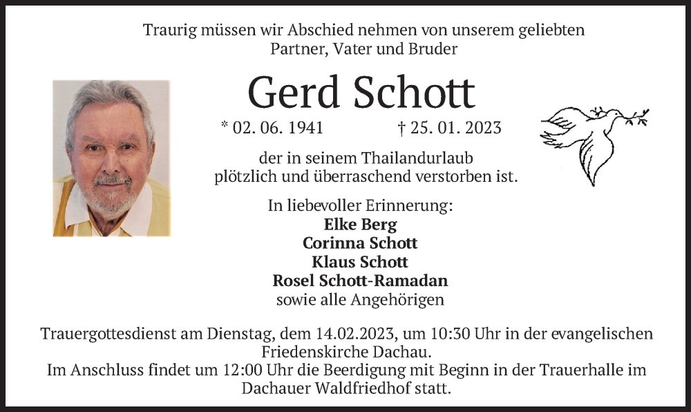 Traueranzeigen Von Gerd Schott Trauer Merkur De