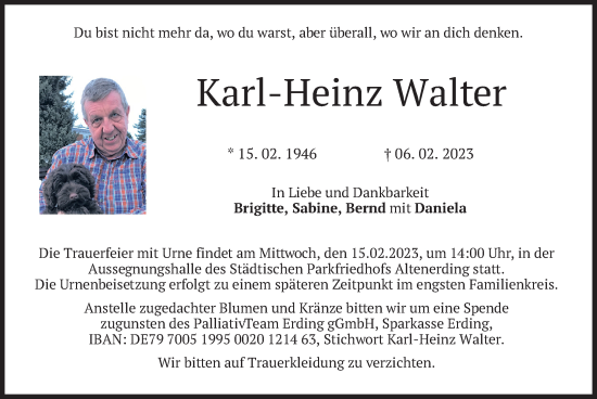 Traueranzeigen Von Karl Heinz Walter Trauer Merkur De