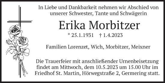 Traueranzeigen Von Erika Morbitzer Trauer Merkur De