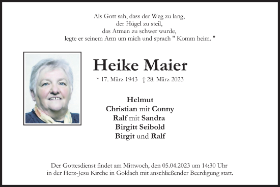 Traueranzeigen Von Heike Maier Trauer Merkur De