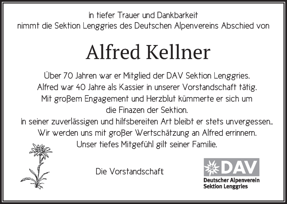 Traueranzeigen Von Alfred Kellner Trauer Merkur De