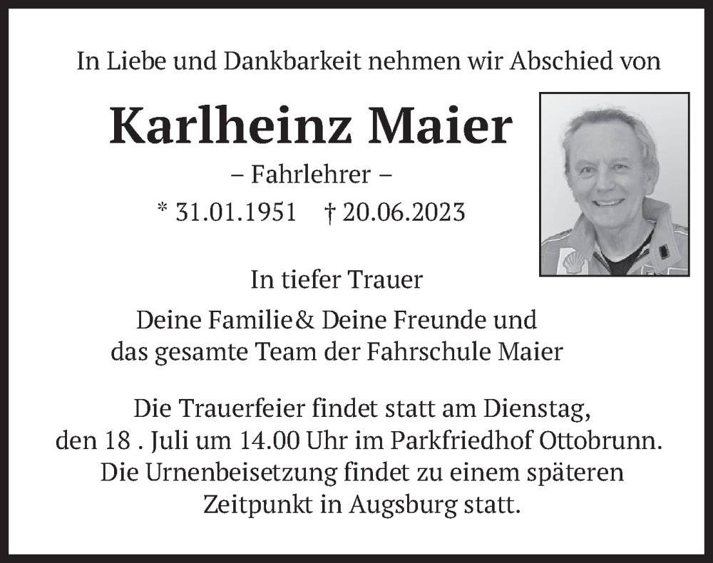 Traueranzeigen Von Karlheinz Maier Trauer Merkur De