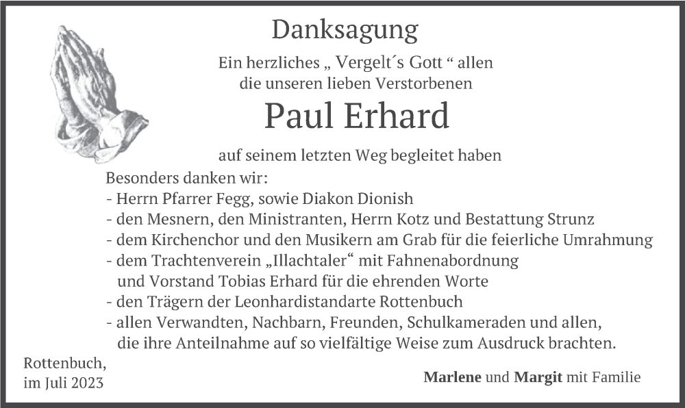 Traueranzeigen Von Paul Erhard Trauer Merkur De