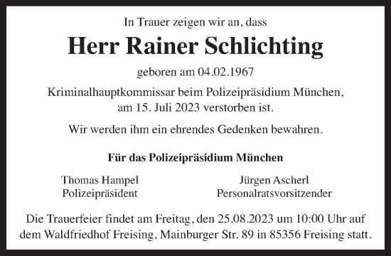 Traueranzeigen Von Rainer Schlichting Trauer Merkur De