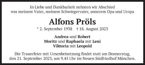 Traueranzeigen Von Alfons Pr Ls Trauer Merkur De