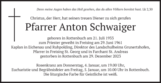 Traueranzeigen Von Anton Schwaiger Trauer Merkur De