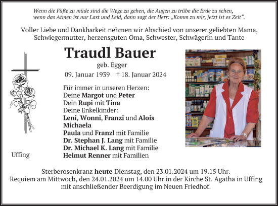 Traueranzeigen Von Traudl Bauer Trauer Merkur De