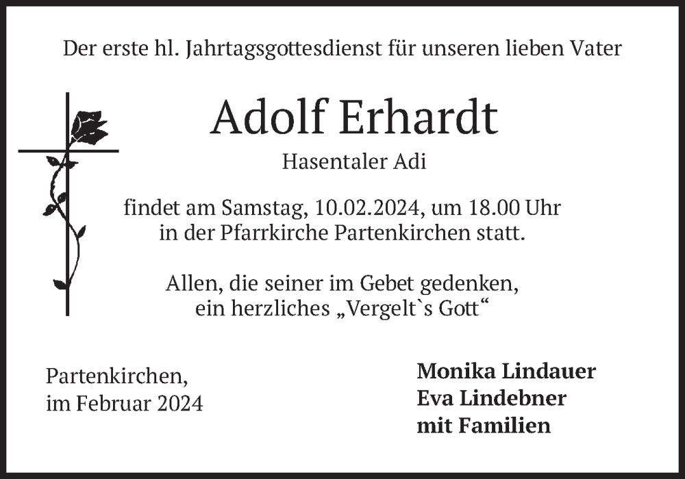 Traueranzeigen Von Adolf Erhardt Trauer Merkur De