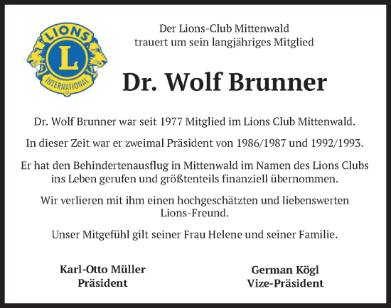 Traueranzeigen Von Wolf Brunner Trauer Merkur De