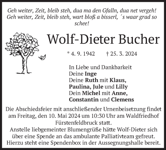 Traueranzeige von Wolf-Dieter Bucher von merkurtz