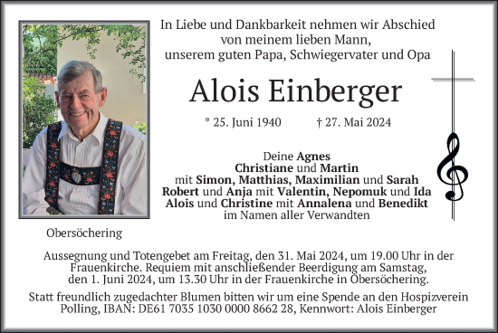 Traueranzeigen Von Alois Einberger Trauer Merkur De