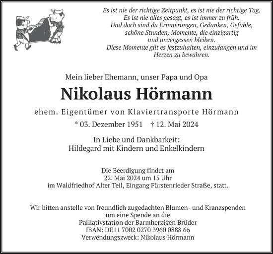 Traueranzeigen Von Nikolaus H Rmann Trauer Merkur De