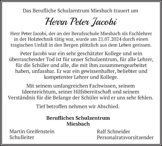 Traueranzeigen Von Peter Jacobi Trauer Merkur De