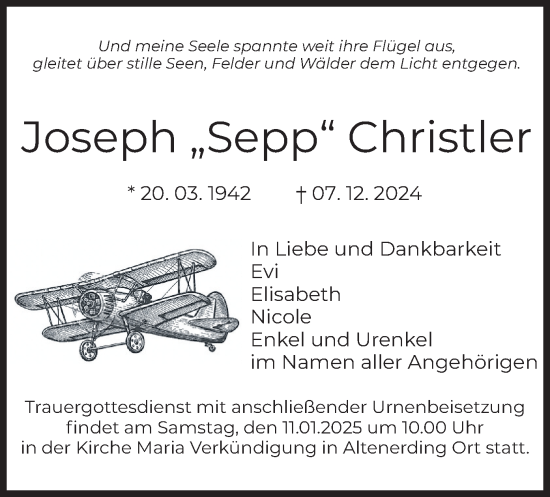 Traueranzeigen Von Joseph Christler Trauer Merkur De