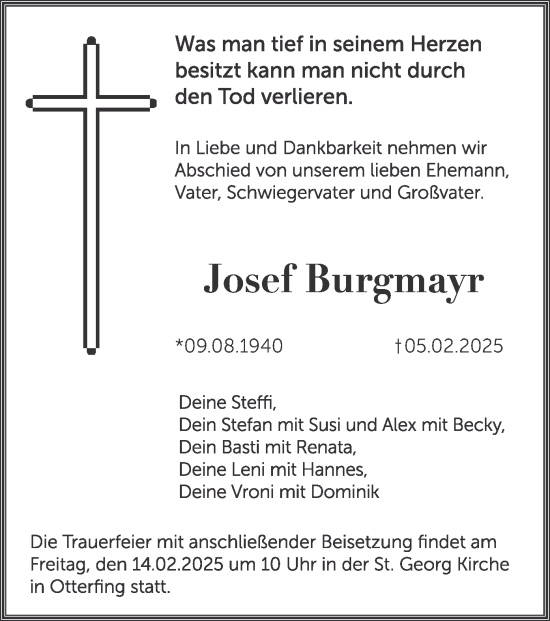 Traueranzeigen Von Josef Burgmayr Trauer Merkur De