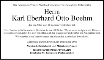 Traueranzeige von Karl Eberhard Otto Boehm von MERKUR & TZ