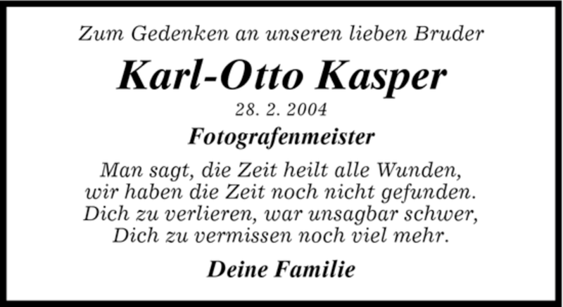  Traueranzeige für Karl-Otto Kasper vom 28.02.2007 aus MERKUR & TZ