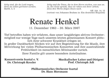 Traueranzeige von Henkel Renate von MERKUR & TZ