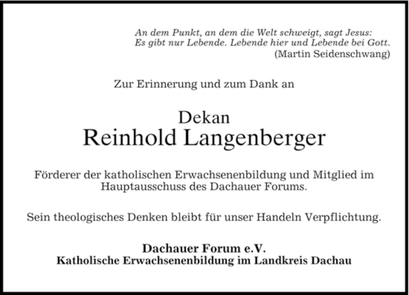  Traueranzeige für Reinhold Langenberger vom 23.05.2007 aus MERKUR & TZ