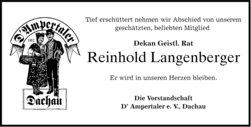  Traueranzeige für Reinhold Langenberger vom 24.05.2007 aus MERKUR & TZ