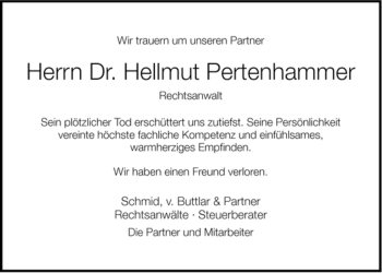Traueranzeige von Hellmut Pertenhammer von MERKUR & TZ